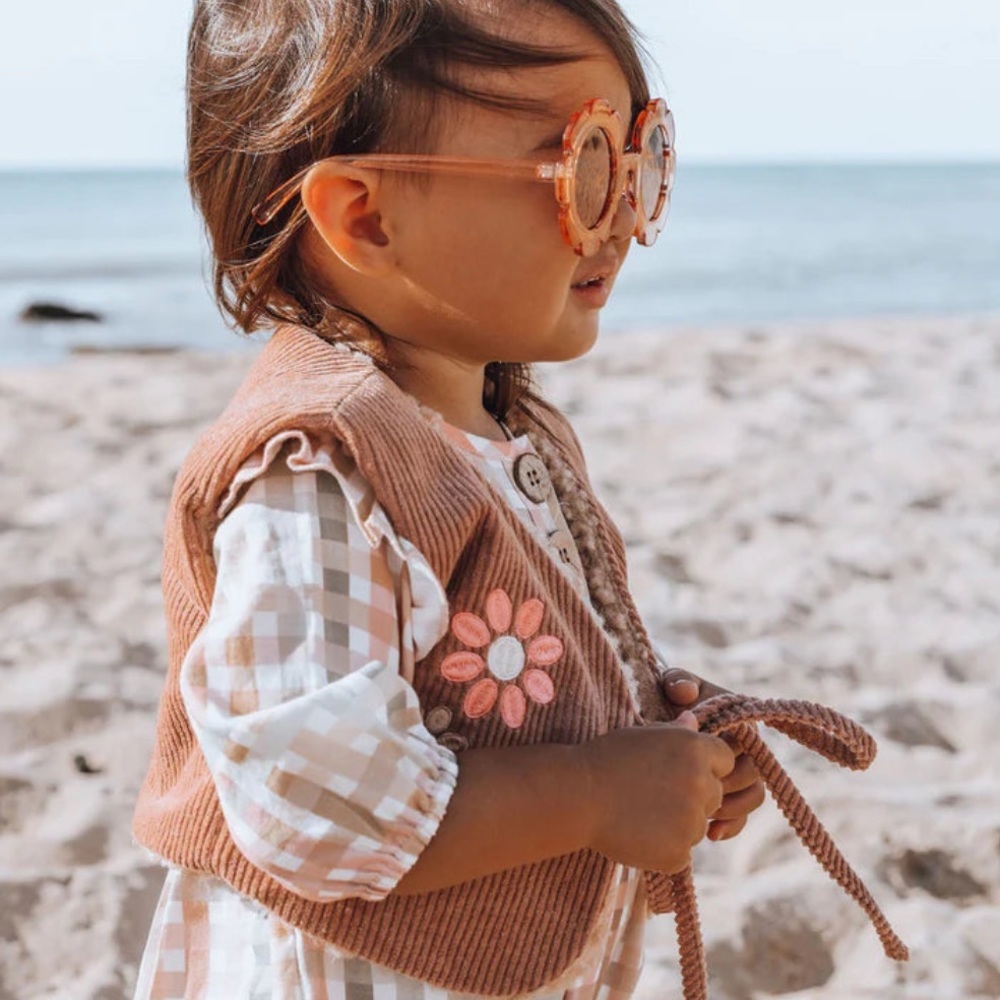 NWT Kapow girls rose taupe cord vest| reversible